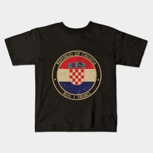 Vintage Republic of Croatia Europe European EU Flag Kids T-Shirt